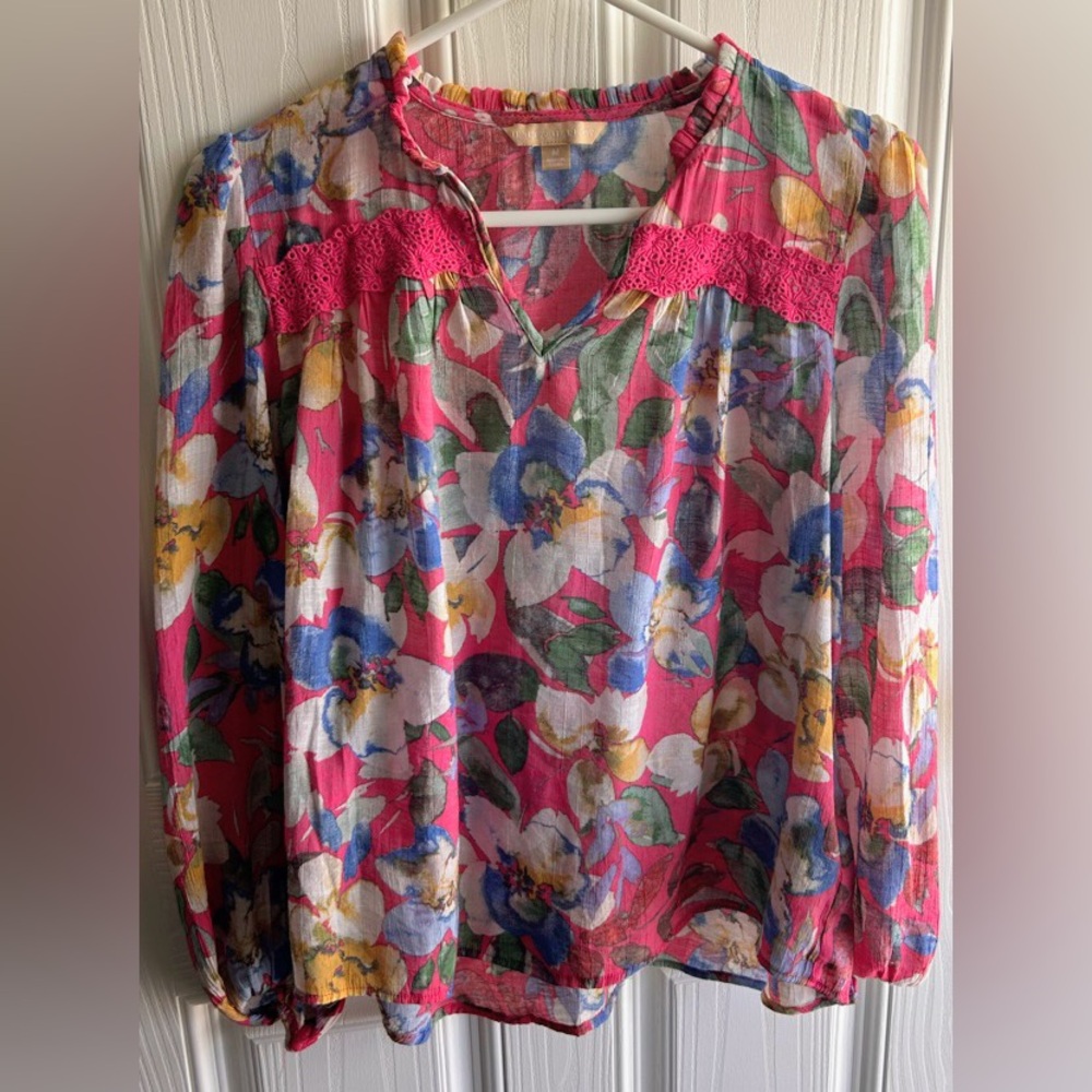 Hope & Harlow Floral Cabaret Blouse Women’s Size Medium
